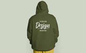 Plus size person in hoodie mockup