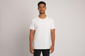 Hispanic young man wearing a t-shirt mockup