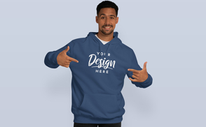 Latin american man with hoodie mockup