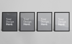 Four posters in solid background mockup