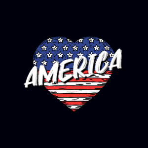 America flag heart editable t-shirt template