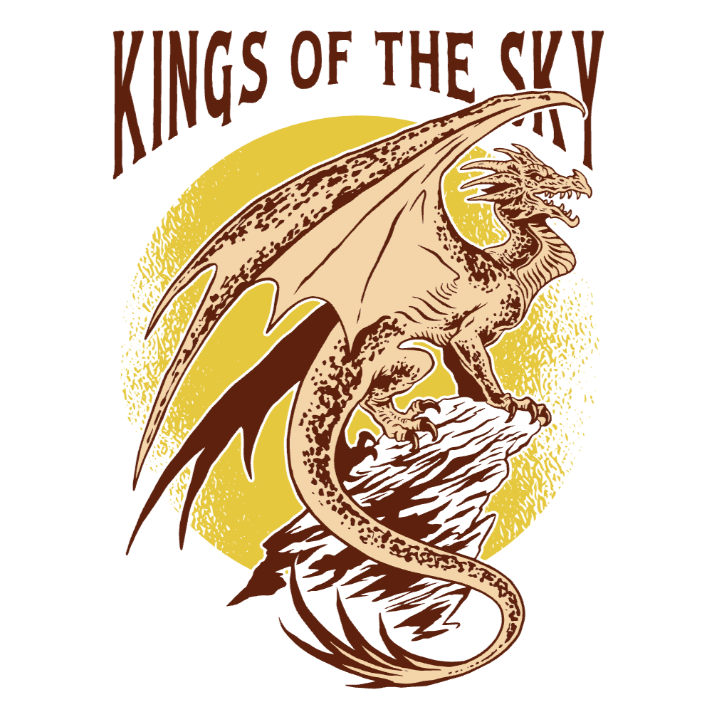 Ancient dragon on rock editable t-shirt template