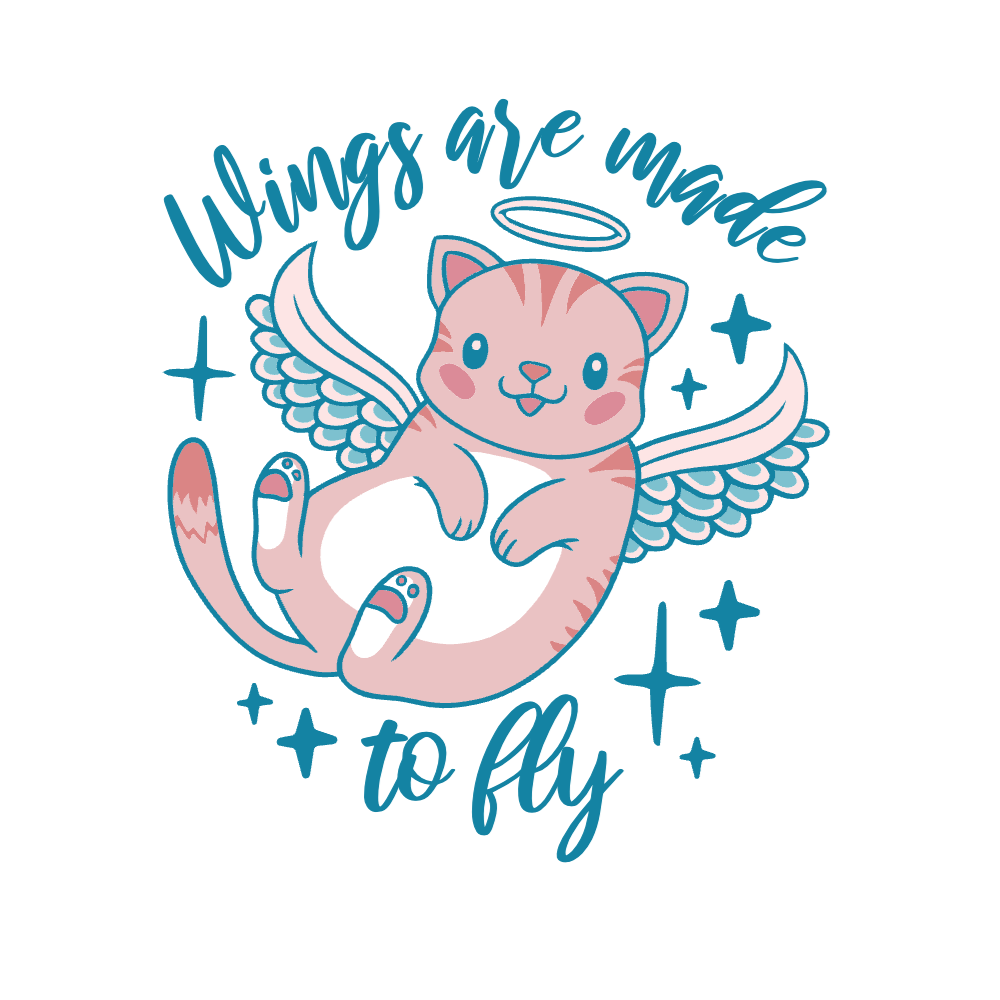 Angel cute cat wings editable t-shirt template | T-Shirt Maker