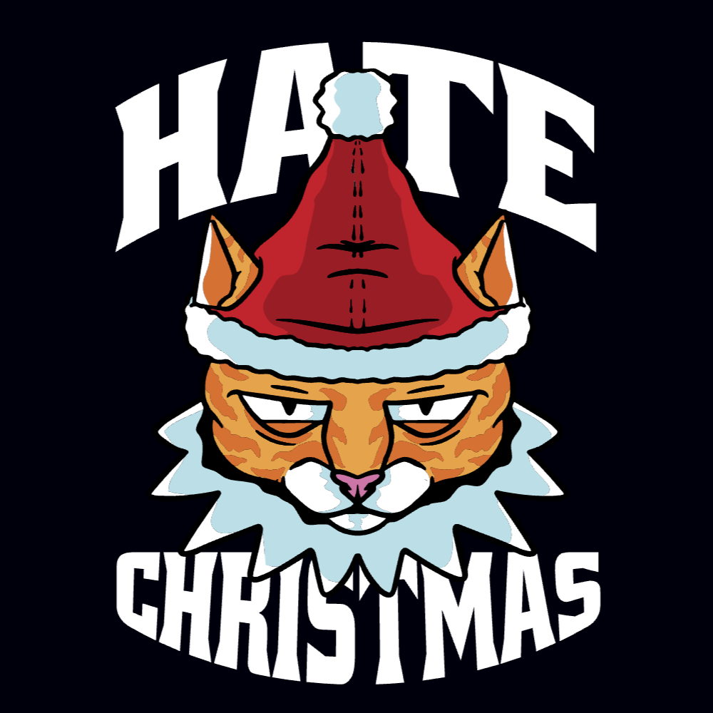 Angry christmas cat editable t-shirt template | Create Merch