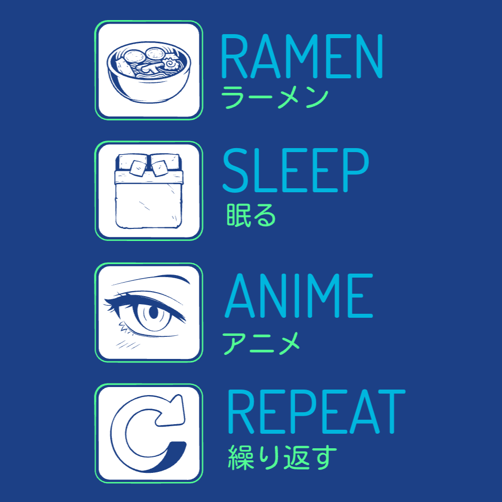 Anime and ramen routine editable t-shirt template | Create Merch Online