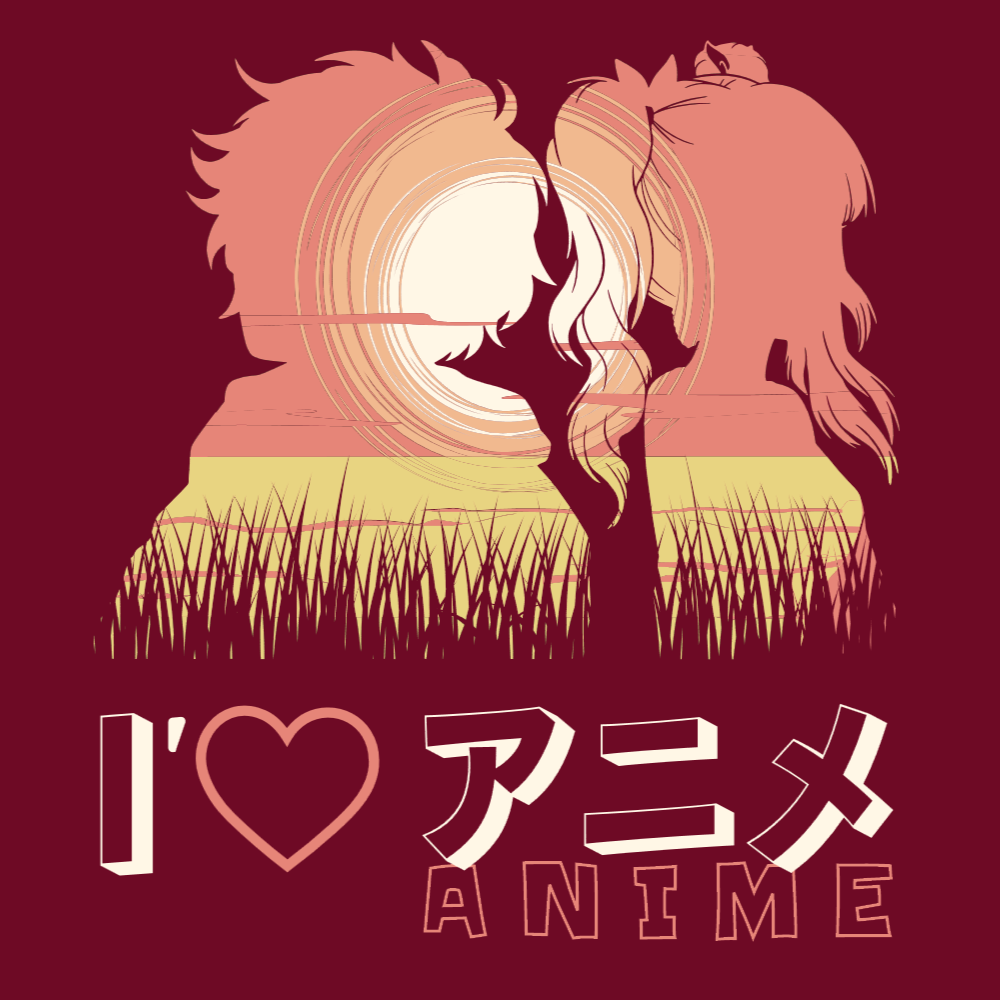 Anime couple editable t-shirt template