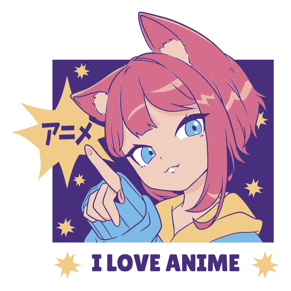 Anime girl cat editable t-shirt template | T-Shirt Maker