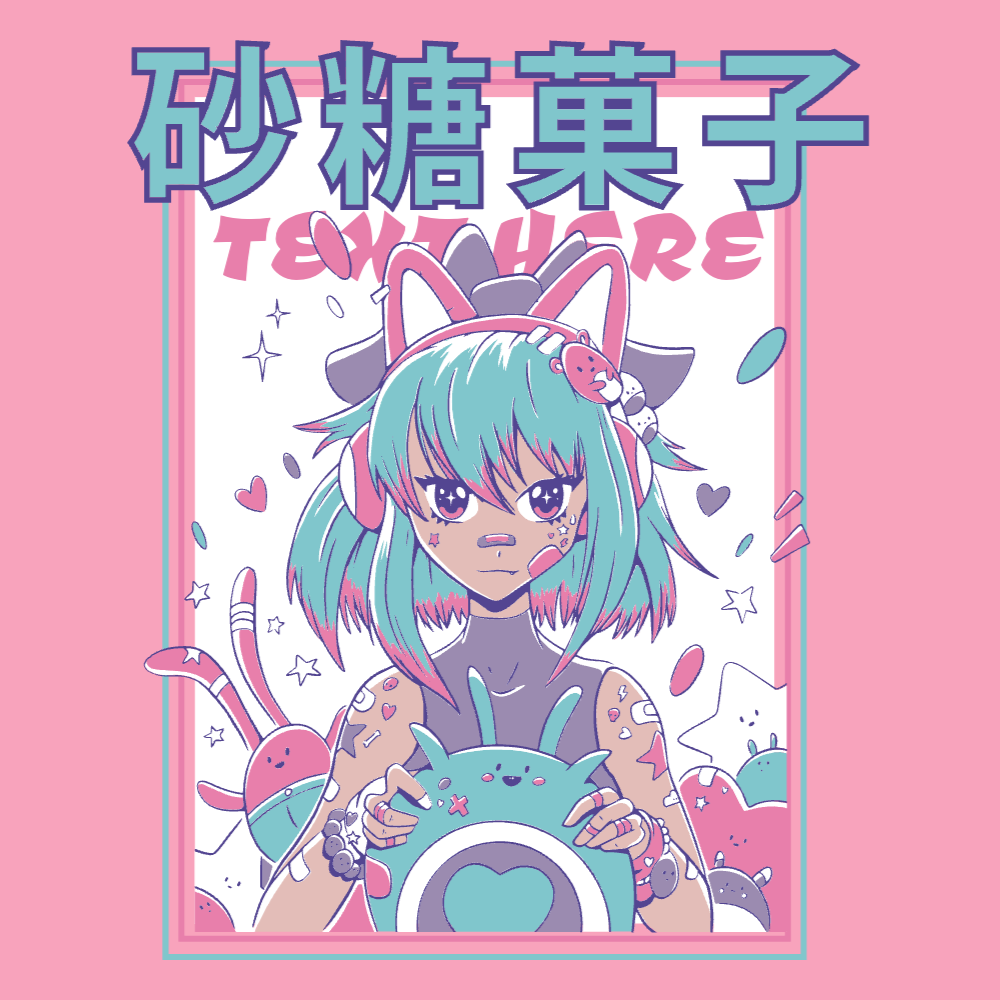Anime girl ears editable t-shirt template