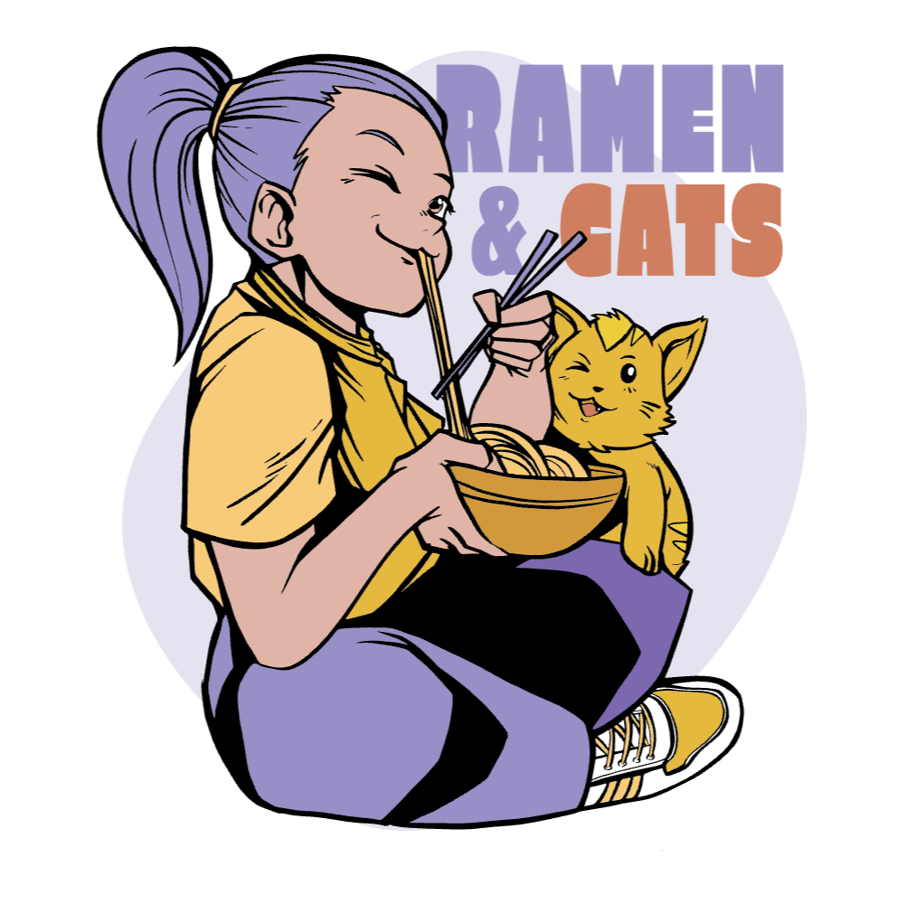 Anime girl eating ramen editable t-shirt template | Create Designs