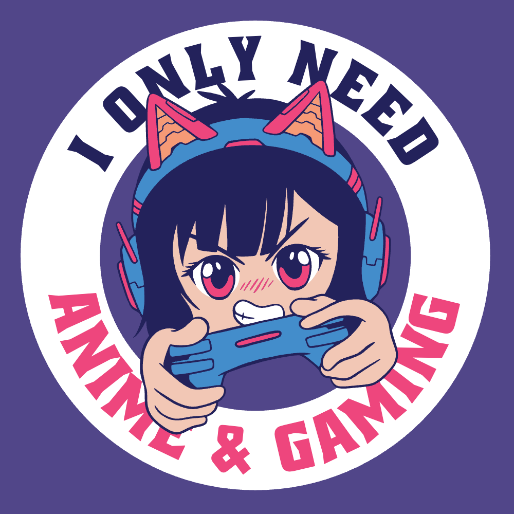 Anime girl gamer editable t-shirt template | T-Shirt Maker