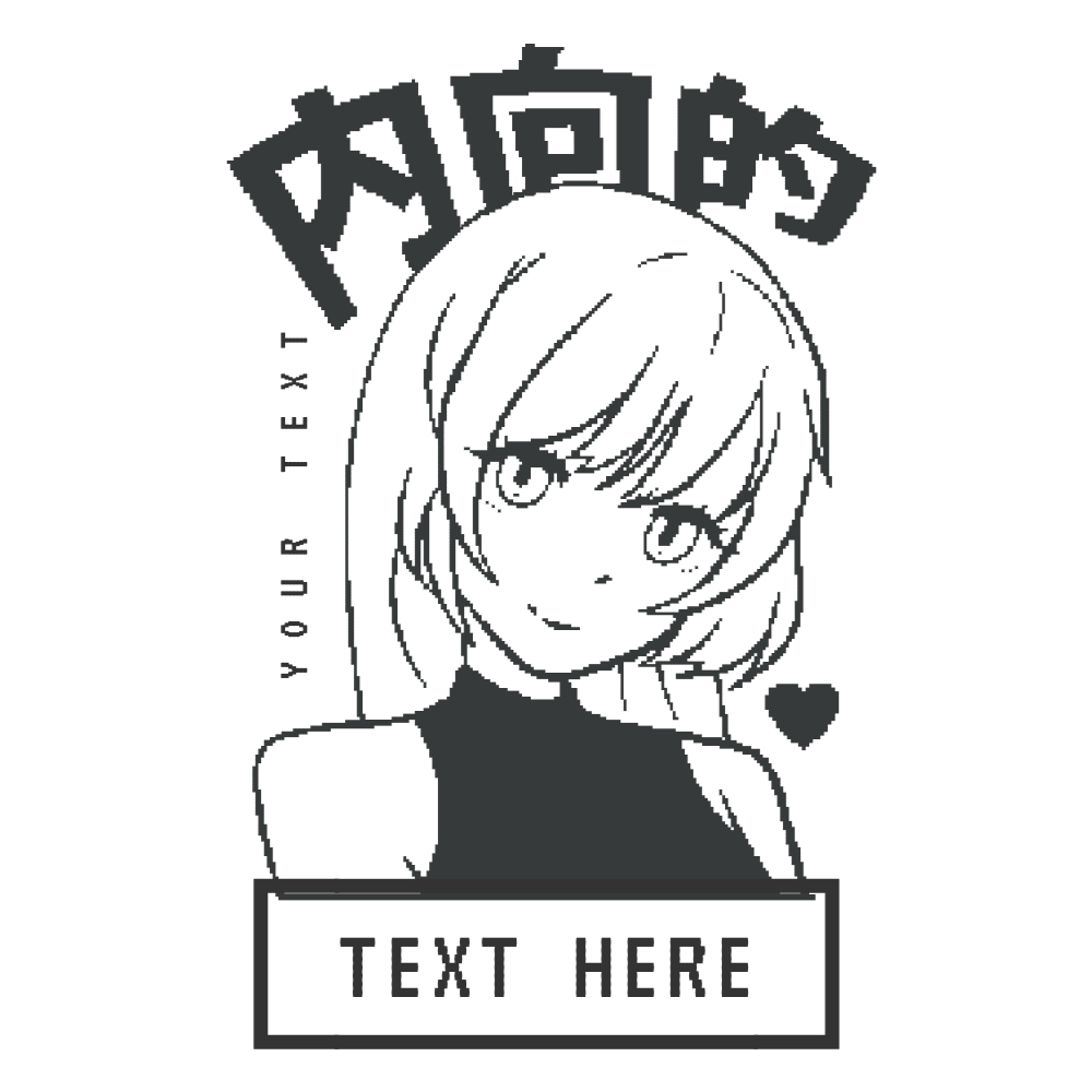 Anime girl heart editable t-shirt template