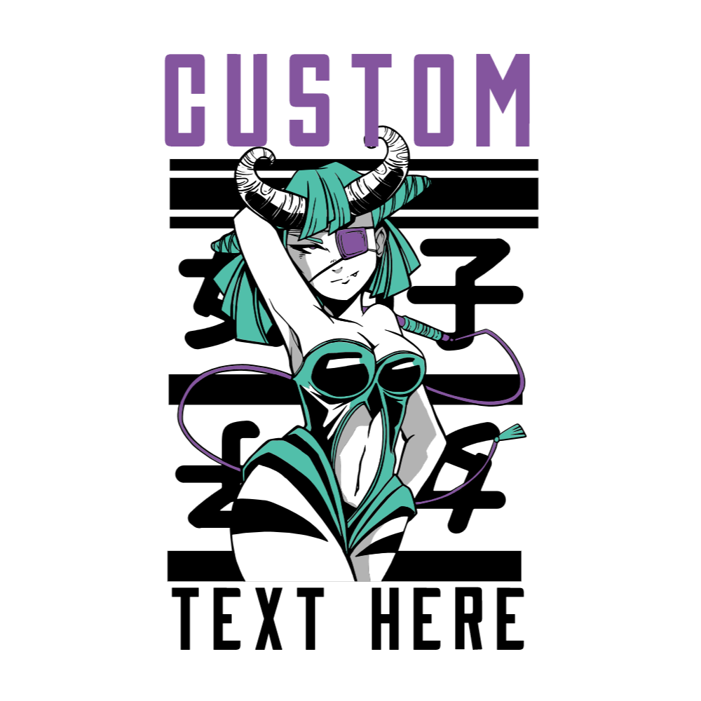 Anime girl horns editable t-shirt template