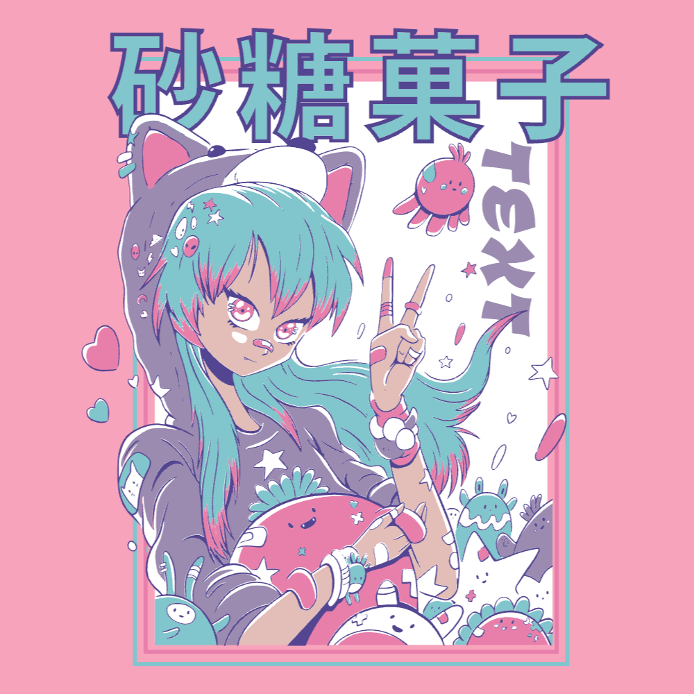 Anime girl plushie editable t-shirt template