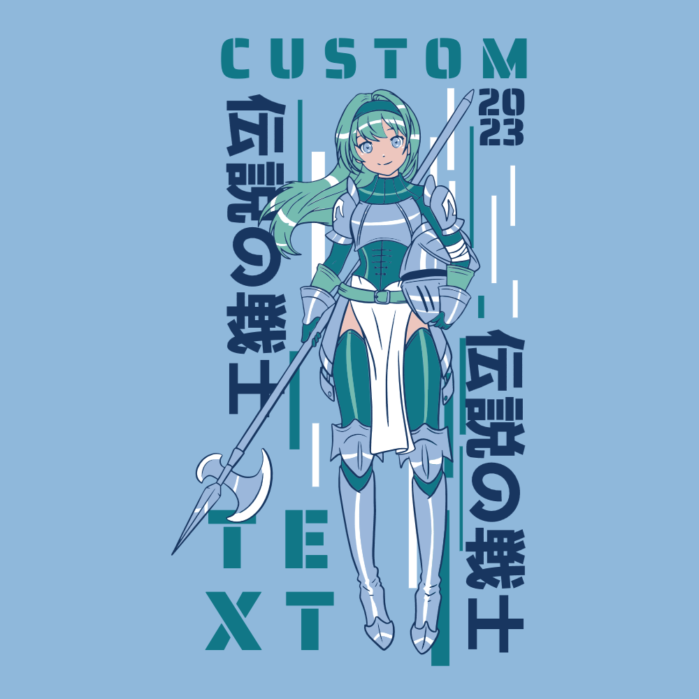 Anime girl warrior editable t-shirt template