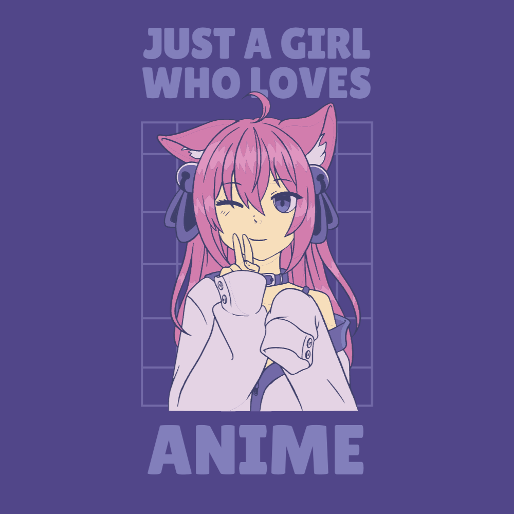 Anime girl with cat ears editable t-shirt template | Create Designs