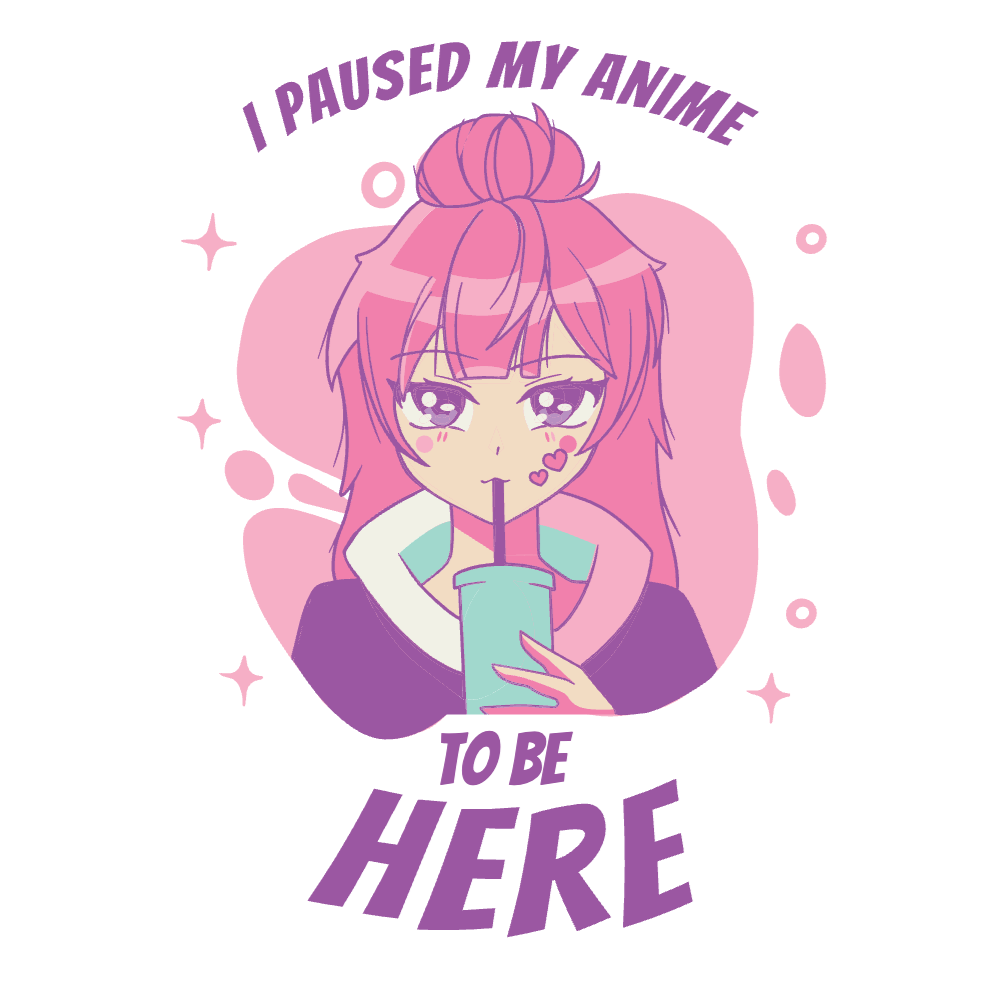 Anime girl with drink editable t-shirt template | Create Designs