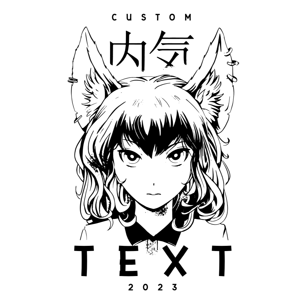 Anime girl with ears editable t-shirt template