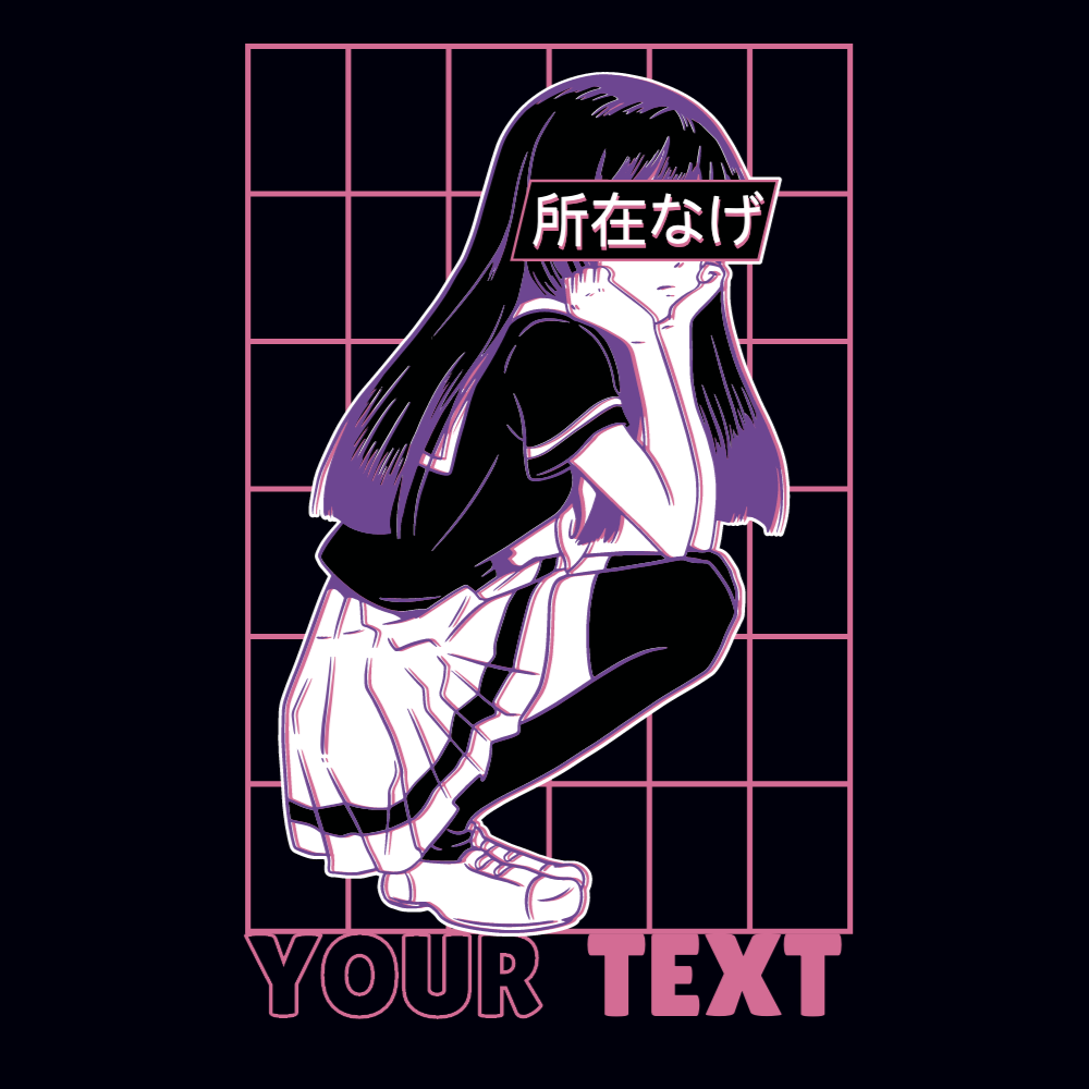 Anime school girl editable t-shirt template