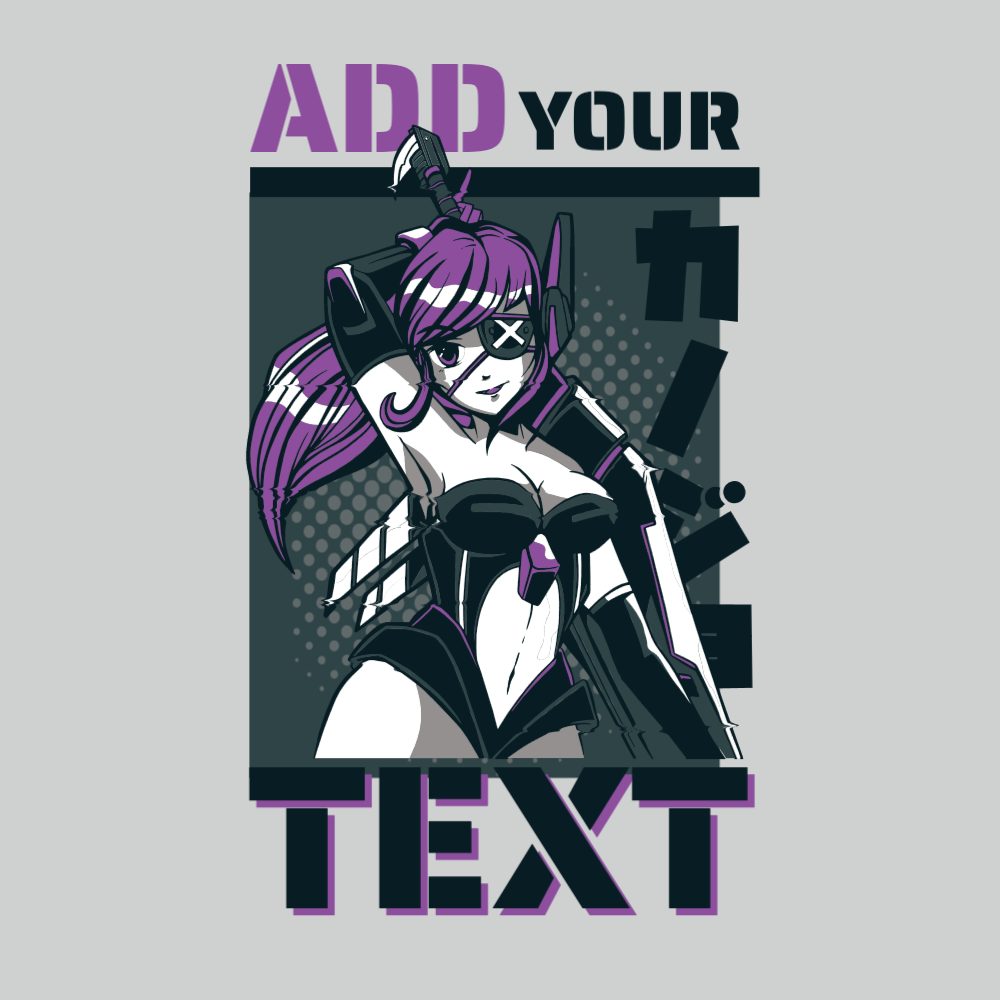 Anime warrior editable t-shirt template