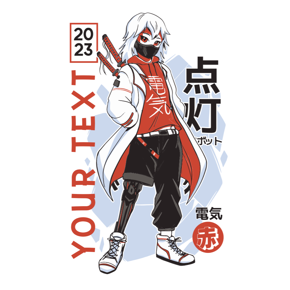 Animne techwear editable t-shirt template