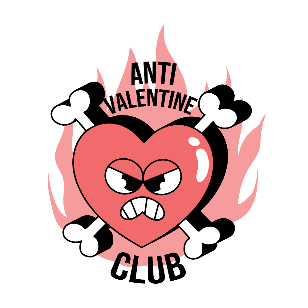Anti Valentine's club heart editable t-shirt template