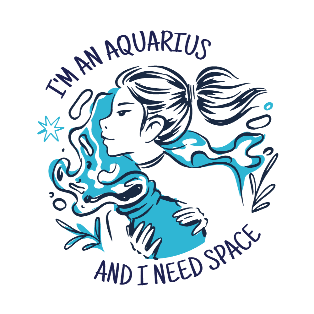 Aquarius zodiac sign t-shirt template editable | Create Online