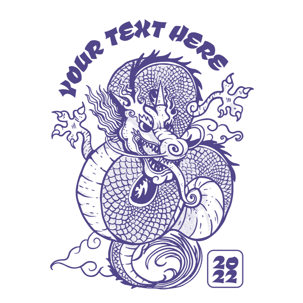 Asian dragon detailed editable t-shirt template