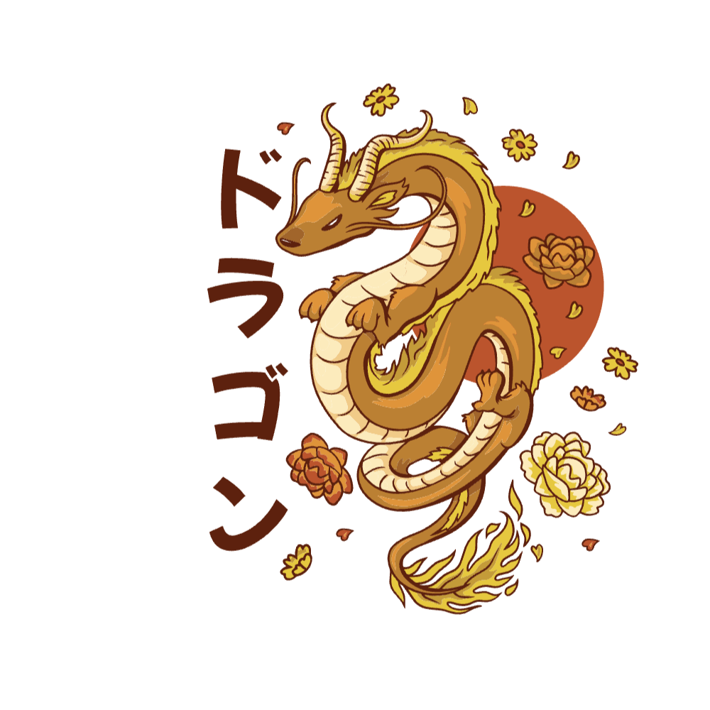 Asian dragon editable t-shirt design template