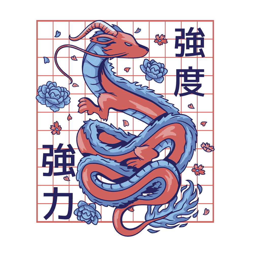 Asian dragon floral editable t-shirt template