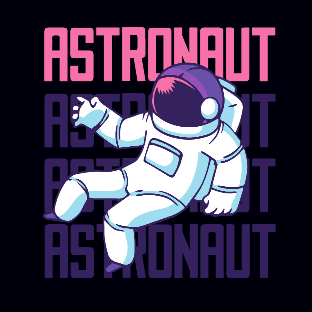Astronaut flying in space editable t-shirt templat | T-Shirt Maker