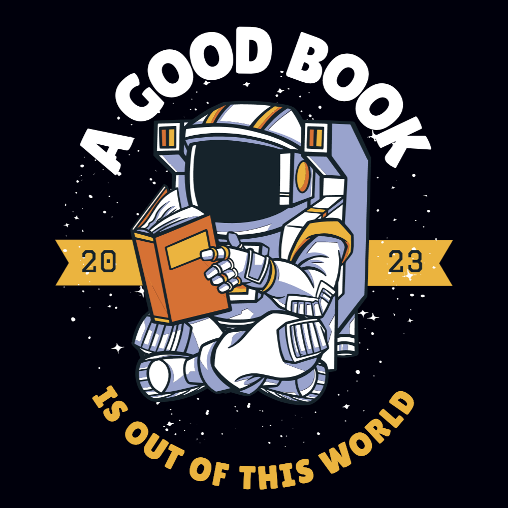 Astronaut reading book editable t-shirt template