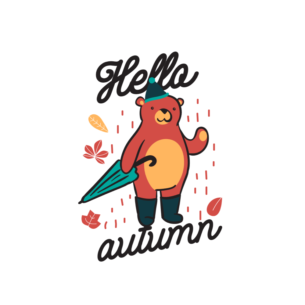 Autumn bear umbrella editable t-shirt template | Create Merch