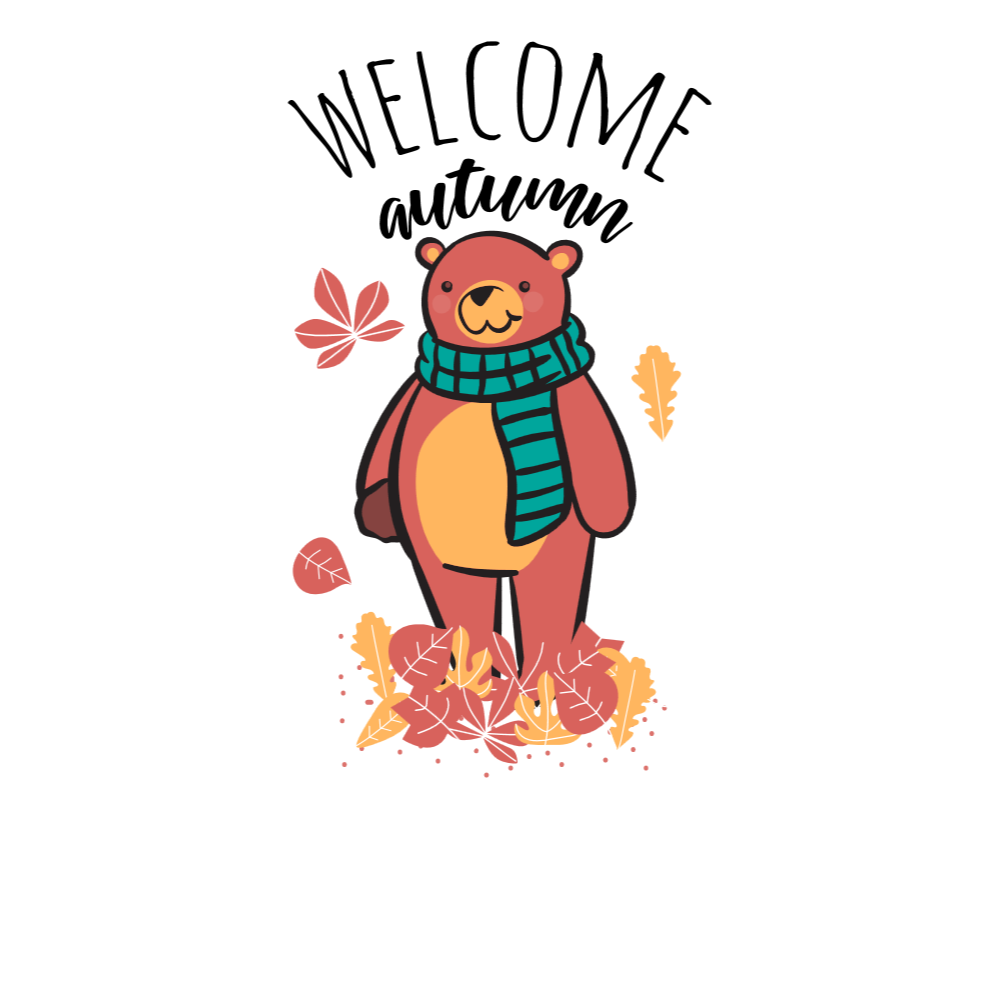 Autumn bear with scarf editable t-shirt template | Create Designs