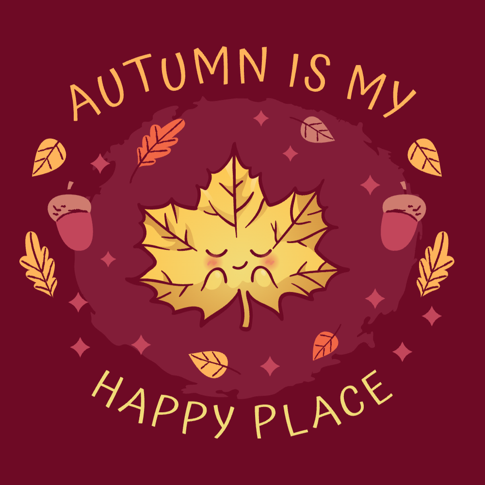 Autumn leaves happy place editable t-shirt templat | Create Merch Online