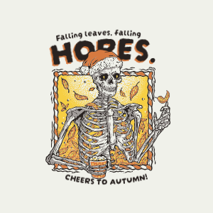 Autumn skeleton editable t-shirt design template