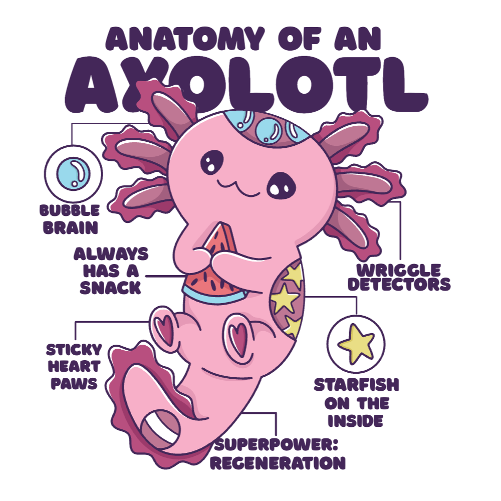 Axolotl anatomy editable t-shirt design template