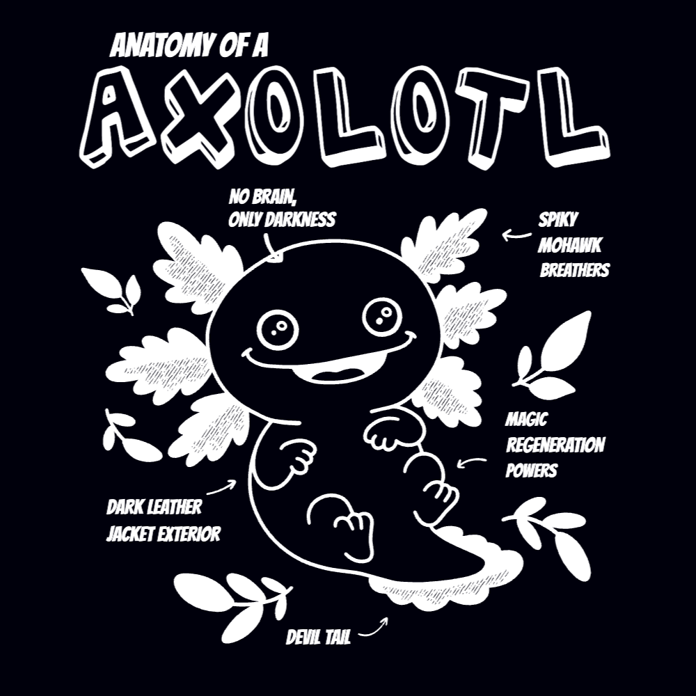 Axolotl anatomy editable t-shirt template