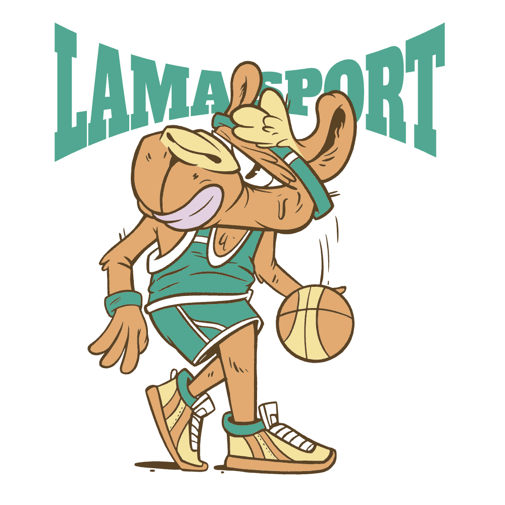 Basketball lama cartoon editable t-shirt template | Create Merch
