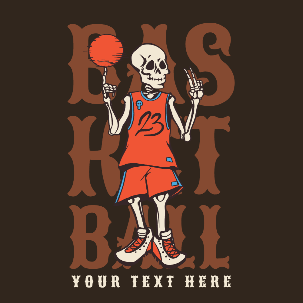 Basketball skeleton editable t-shirt template | Create Merch Online