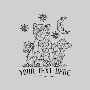 Night bears polygonal editable t-shirt template