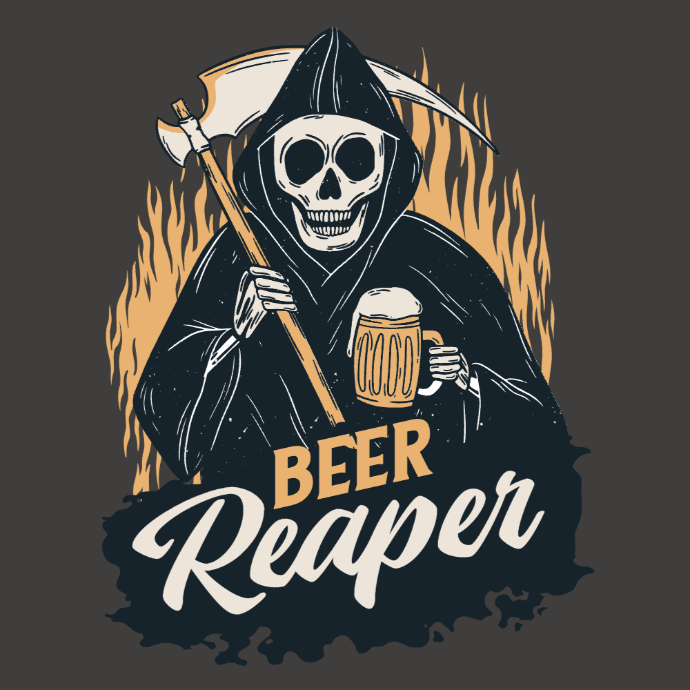Beer Grim Reaper editable t-shirt design template