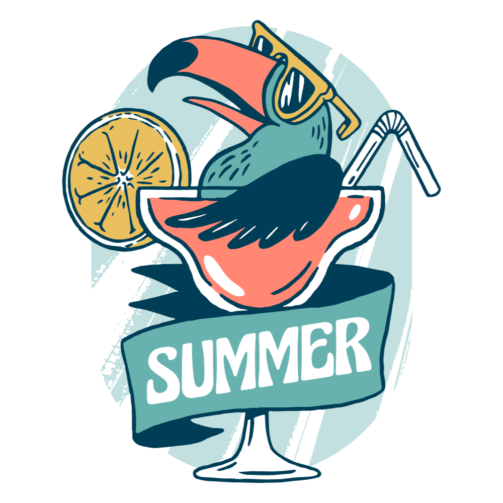 Bird and cocktail editable t-shirt template | Create Merch
