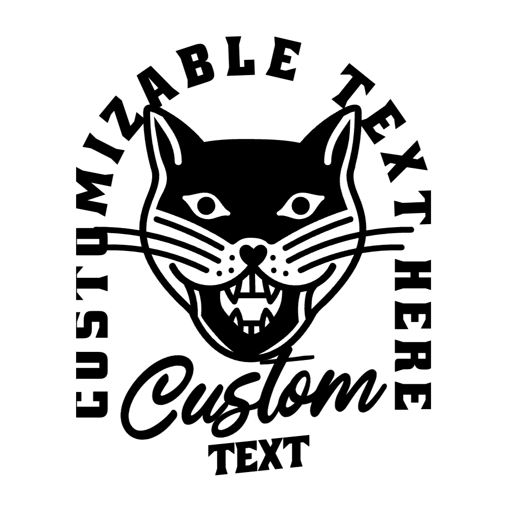 Black cat badge editable t-shirt template | Create Online