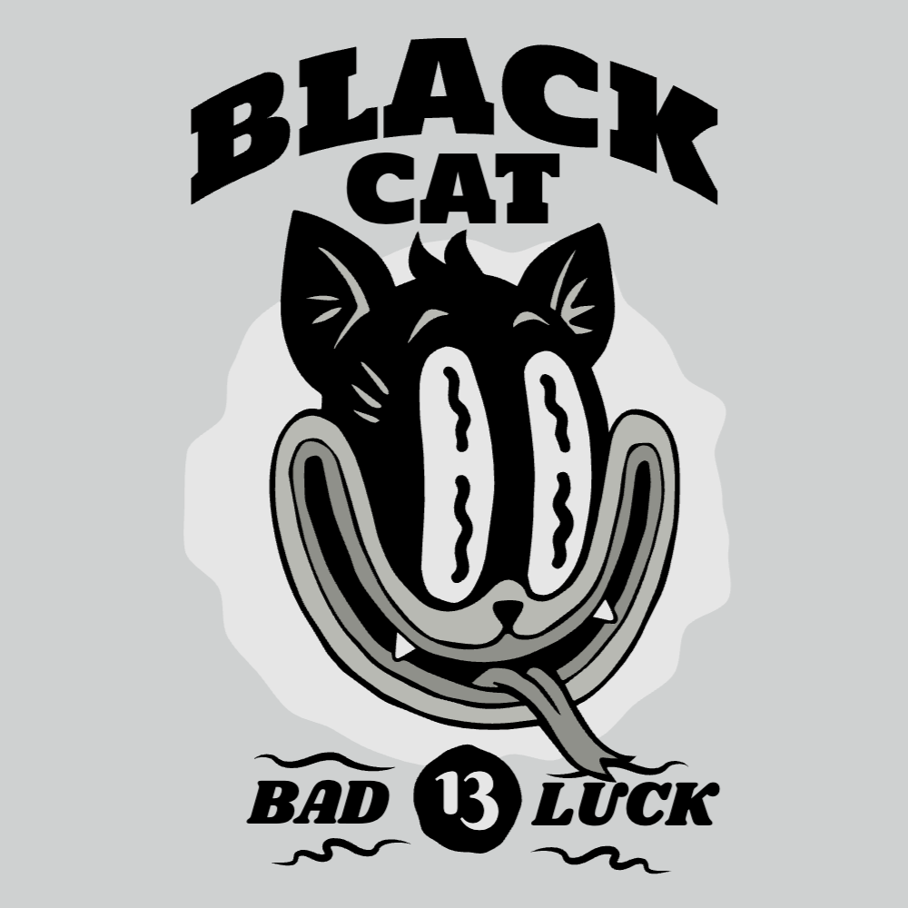 Black cat retro cartoon editable t-shirt template | Create Merch