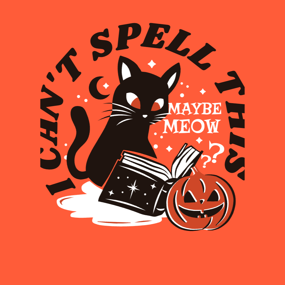 Black cat spell editable t-shirt template