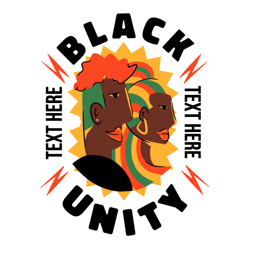 Black unity couple editable t-shirt template | Create Online