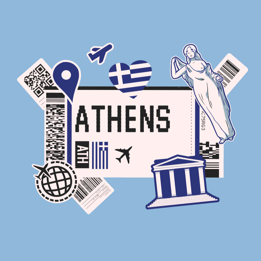 Boarding Pass Athens editable t-shirt template | Create Merch Online