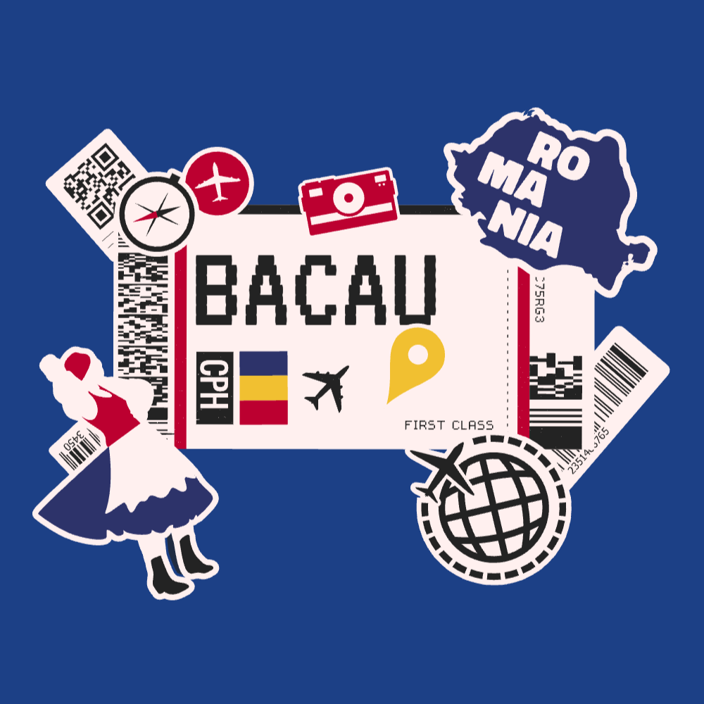 Boarding pass Bacau editable t-shirt template | Create Merch Online