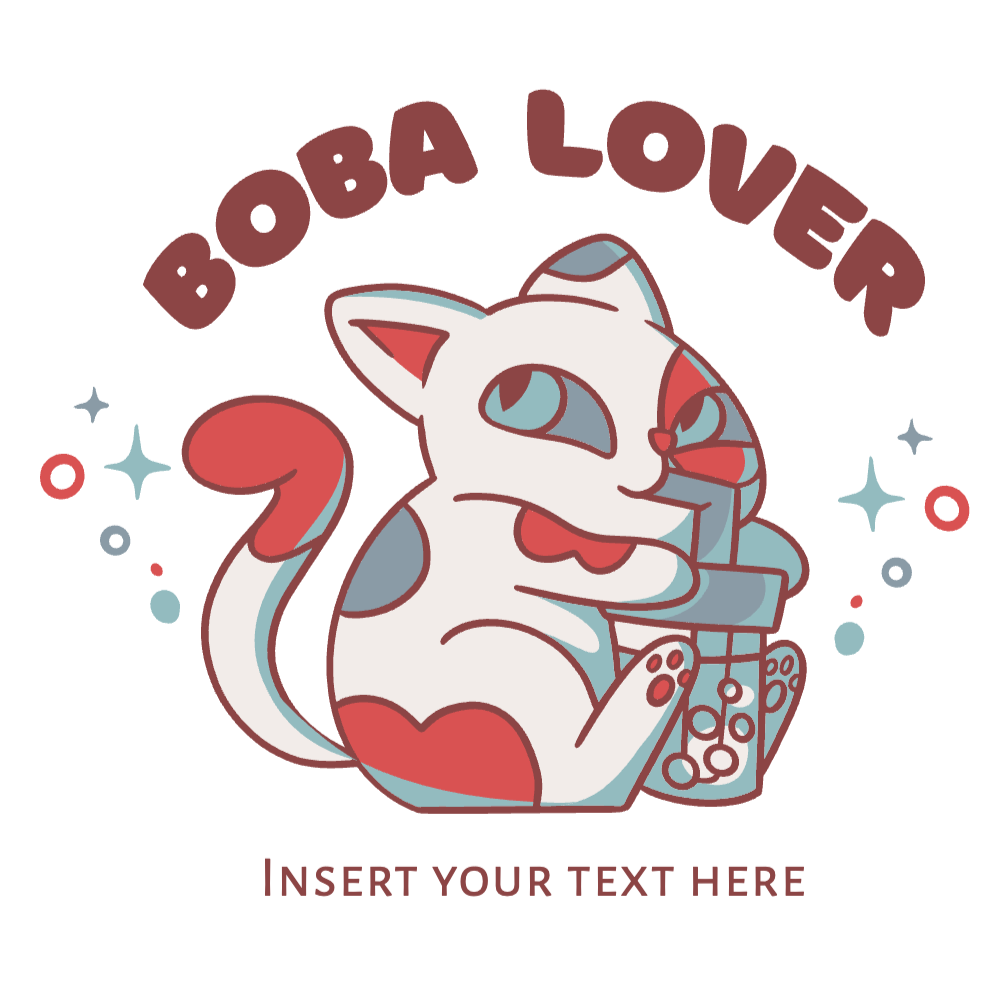 Boba tea cat editable t-shirt template | Create Designs