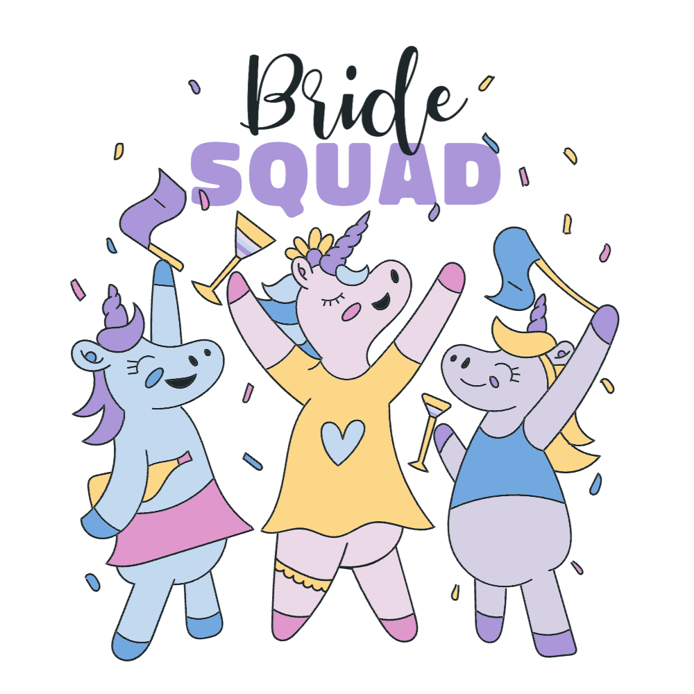 Bride squad unicorn editable t-shirt template | Create Online